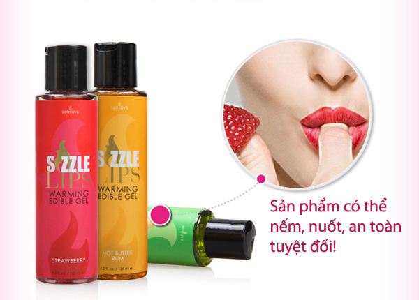 Gel massage làm nóng cơ thể Sensuva Sizzle Lips kích thích, an toàn