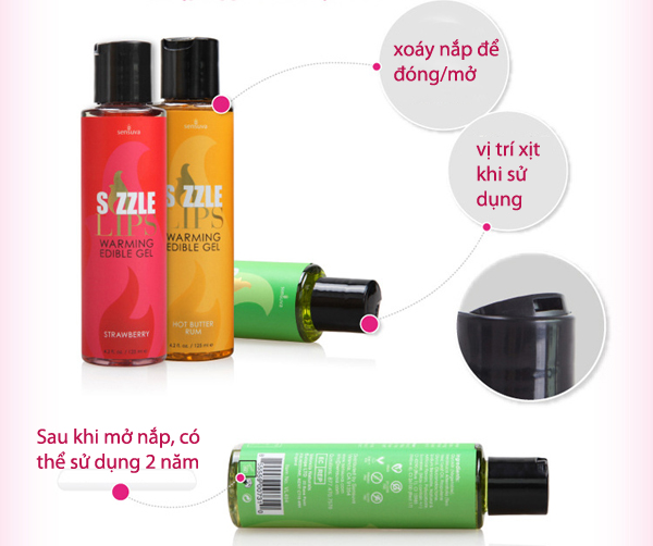Gel massage làm nóng cơ thể Sensuva Sizzle Lips kích thích, an toàn