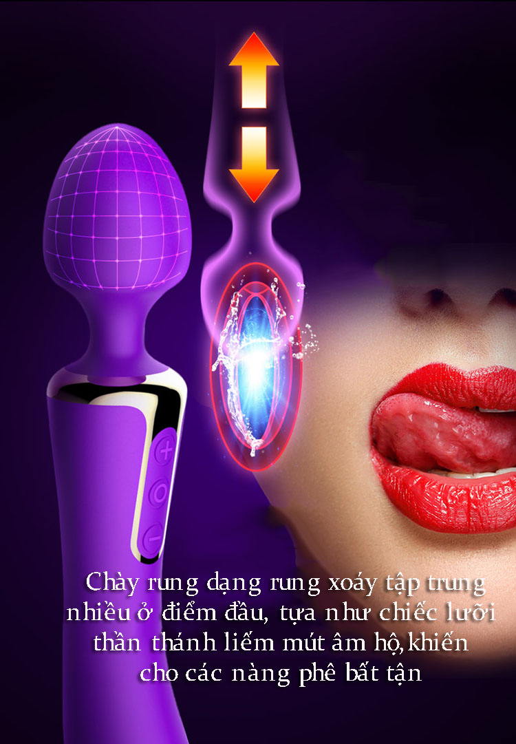 Chày rung 2 đầu massage sưởi ấm kích thích cảm giác mới lạ