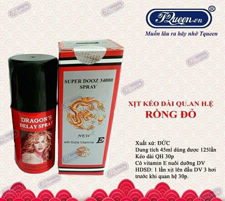  Bảng giá Thuốc xịt chống xuất tinh sớm Rồng Đỏ SUPER DOOZ 34000 SPRAY của Đức tốt nhất