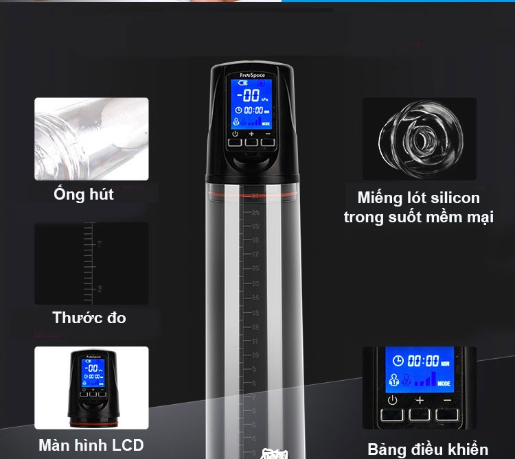 Máy bơm hút điện tử LCD tăng kích thước dương vật hiệu quả